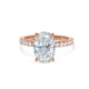 Studio view of 3.01ct oval diamond in rose gold setting