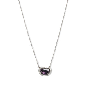 18KT HALO SET VIOLET SPINEL SLICE NECKLACE