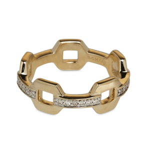 14KT YELLOW GOLD AND DIAMOND LINK RING