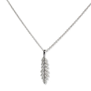 14KT WHITE GOLD & DIAMOND FEATHER NECKLACE