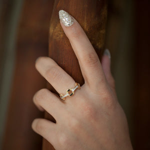 14KT YELLOW GOLD AND DIAMOND LINK RING