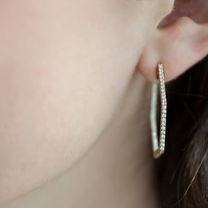 14KT, 100 DIAMOND GEOMETRIC HOOP EARRINGS, 1CT.