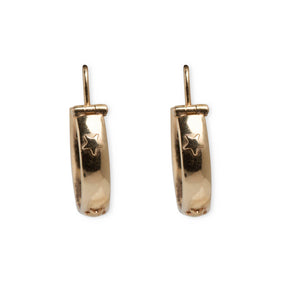 18KT YELLOW GOLD STAR HUGGIE HOOPS