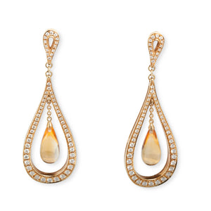 DI MODOLO FIAMMA 18KT YELLOW GOLD, CITRINE & DIAMOND EARRINGS.