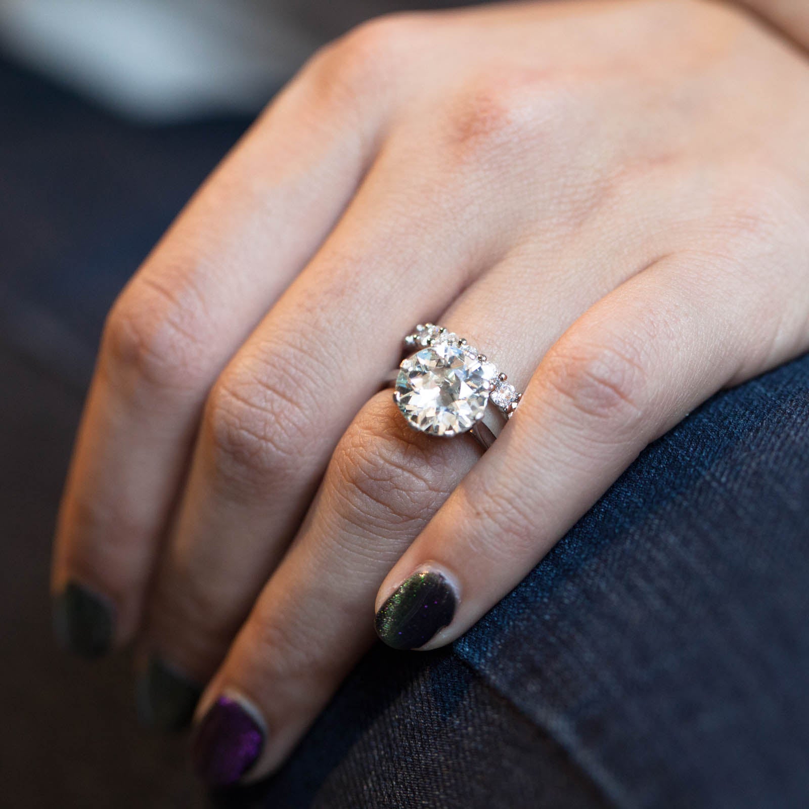 14K .84ctw Old Mine Diamond Engagement Ring | Purple Creek