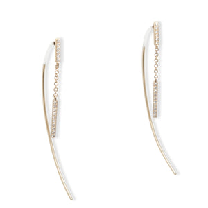 14KT YELLOW GOLD DIAMOND PULL-THROUGH DANGLE EARRINGS