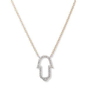 14KT GOLD & DIAMOND HAMSA NECKLACE