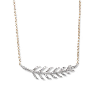 14KT GOLD & DIAMOND FEATHER NECKLACE