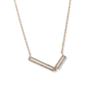 14KT YELLOW GOLD & DIAMOND LINKED RECTANGLE NECKLACE