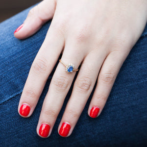VINTAGE 14KT DIAMOND & SAPPHIRE RING