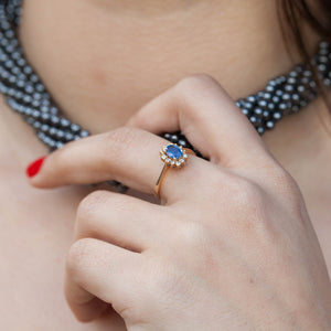 VINTAGE 14KT DIAMOND & SAPPHIRE RING