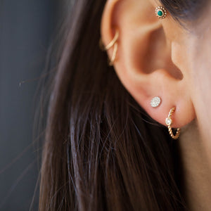 14KT WHITE GOLD DIAMOND CIRCLE-SHAPED STUD EARRINGS