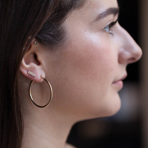 14KT YELLOW GOLD DIAMOND BAR STUD EARRINGS