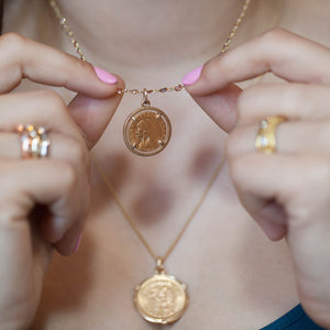 18KT VINTAGE INDIAN HEAD COIN PENDANT