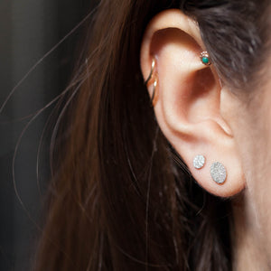14KT WHITE GOLD DIAMOND CIRCLE-SHAPED STUD EARRINGS