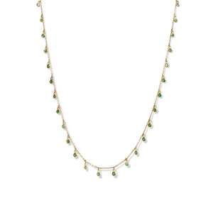 14KT YELLOW GOLD & GREEN GARNET NECKLACE