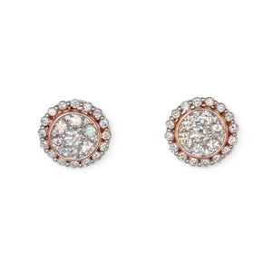 14KT ROSE GOLD CLUSTER EARRINGS WITH HALO