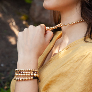 14KT VICTORIAN GOLD BEAD & GARNET BRACELET