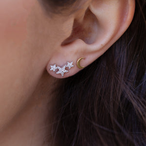 14KT TRIPLE STAR EARRINGS