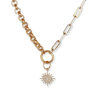 14KT YELLOW GOLD & DIAMOND  STARBURST PENDANT