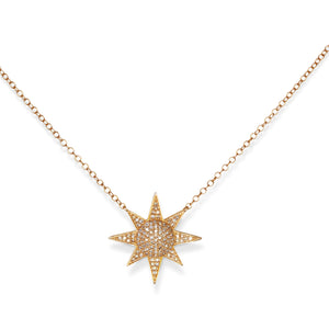 14KT YELLOW GOLD & DIAMOND SUNBURST NECKLACE