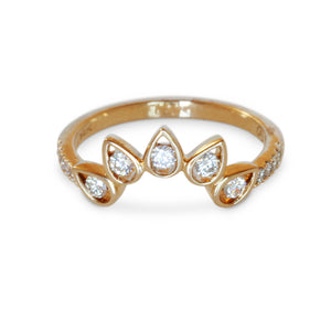 14KT YELLOW GOLD CURVED DIAMOND RING