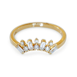 14KT YELLOW GOLD CURVED DIAMOND RING
