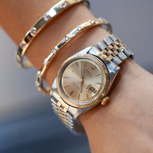 14KT YELLOW GOLD & DIAMOND BANGLE BRACELET