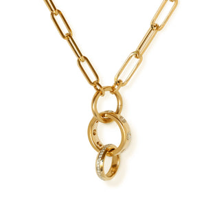 14KT YELLOW GOLD & DIAMOND  INTERLOCKIN CIRCLE CHARM