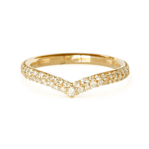 14KT YELLOW GOLD & PAVE DIAMOND V-SHAPED RING