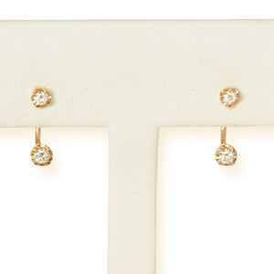 14KT YELLOW GOLD TWO-STONE DIAMOND EARRINGS