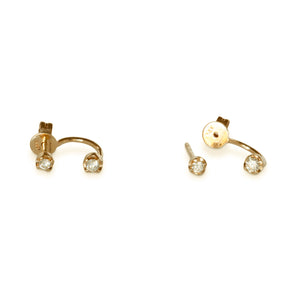 14KT YELLOW GOLD TWO-STONE DIAMOND EARRINGS
