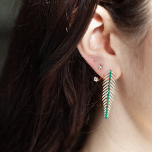 14KT YELLOW GOLD TWO-STONE DIAMOND EARRINGS