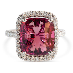 6.88CT PINK TOURMALINE & DIAMOND RING