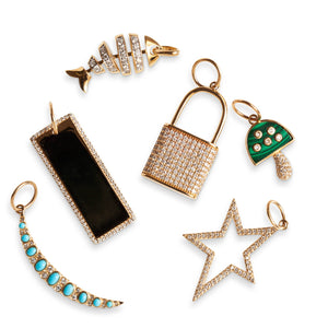 14KT YELLOW GOLD & DIAMOND FISH CHARM