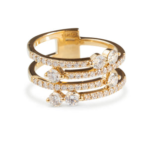 14KT YELLOW GOLD & DIAMOND  BAND RING