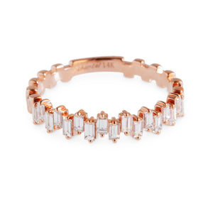 14KT ROSE GOLD STAGGERED BAGUETTE DIAMOND ETERNITY BAND RING