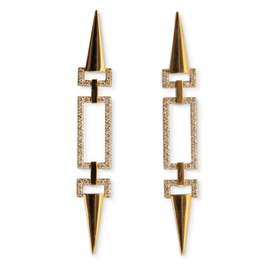 14KT YELLOW GOLD & DIAMOND GEOMETRIC DANGLE EARRINGS