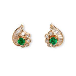 18KT EMERALD & DIAMOND EARRINGS