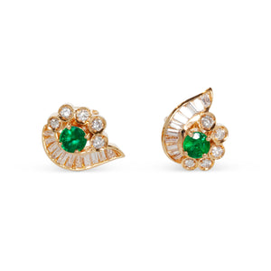 18KT EMERALD & DIAMOND EARRINGS