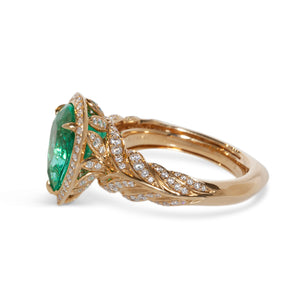 18KT YELLOW GOLD & EMERALD RING