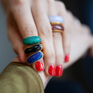 VINTAGE MALACHITE SADDLE RING
