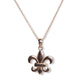 Reverse view of 14kt rose gold fleur-de-lis diamond pendant necklace